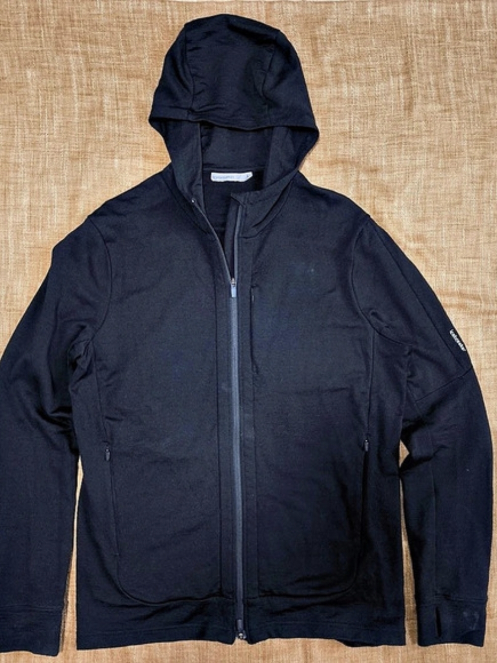 Icebreaker Merino 260 Quantum Long Sleeve Zip Hoodie Black Large EUC
